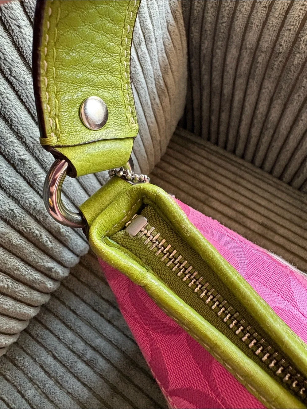 ✨RARE✨ Coach Bleecker Pink and Green Daisy Patchwork Demi Bag